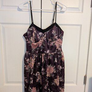 Xhilaraton Large Wine Floral Velvet Mini Dress